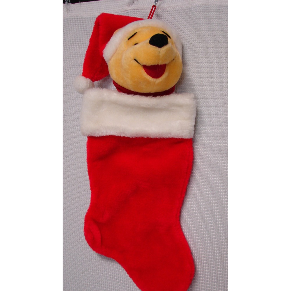 Santas Best Disney Winnie The Pooh Plush Christmas Stocking 20 Inches Red White